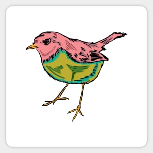 Pink and Green Bird Magnet